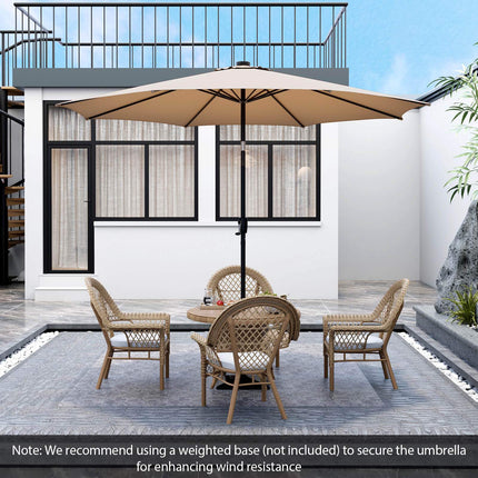 10 ft Solar-LED-Sonnenschirm, Kurbelneigung, Beige