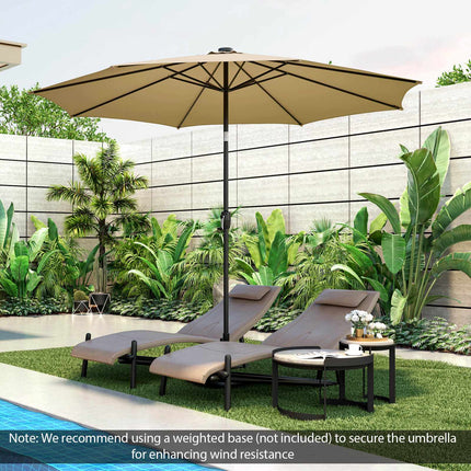 10 ft Solar-LED-Sonnenschirm, Kurbelneigung, Beige