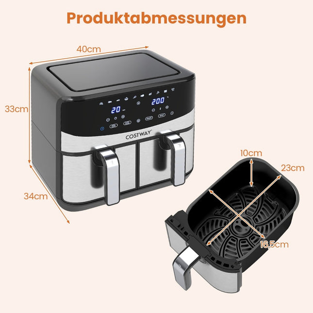 10-in-1 Dual Zone Air Fryer, 8L Capacity, Touchscreen