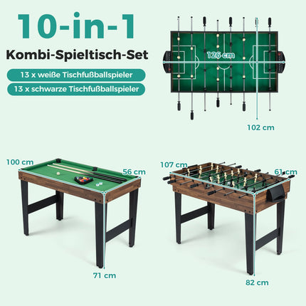 10-in-1 Multi-Game Table: Foosball, Air Hockey, Billiards
