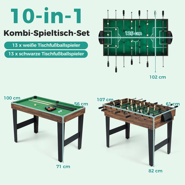 10-in-1 Multi-Game Table: Foosball, Air Hockey, Billiards