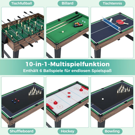 10-in-1 Multi-Game Table: Foosball, Air Hockey, Billiards