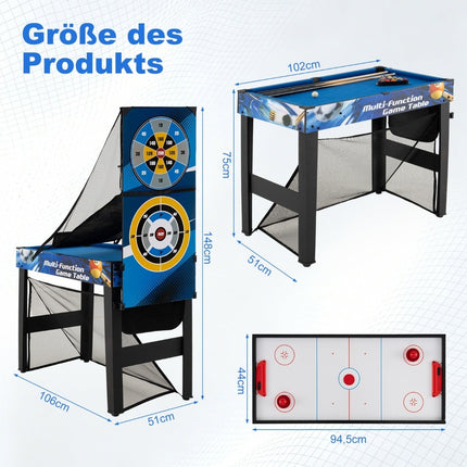 10-in-1 Multi-Game Table Set with Billiards, Hockey, Table Tennis