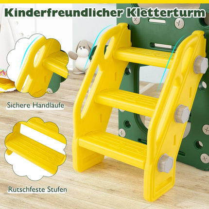 10-in-1 Kleinkinderrutsche mit Basketballkorb und Tunnel