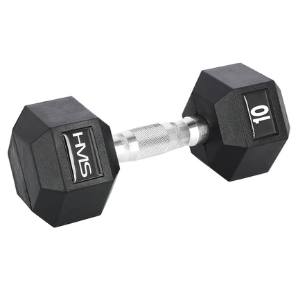 10 kg Hex-Hantel – Gummiert, Stahlgriff