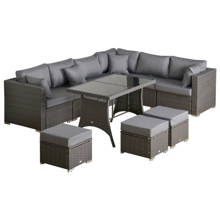 10-piece dark gray rattan patio set with cushions