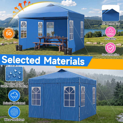 10 x 10 FT Waterproof Pop Up Canopy Tent with Sidewalls