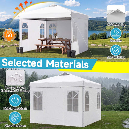 10x10 FT Waterproof Pop Up Canopy Tent with Sidewalls