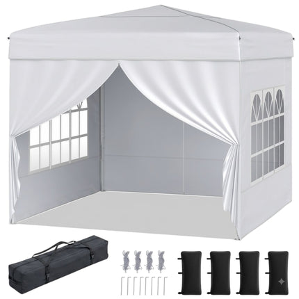 10x10 Pop Up Pavillon, 4 Seitenwände, Rollentasche, Weiß