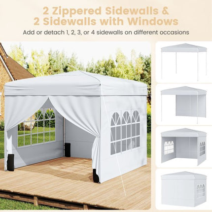 10x10 Pop Up Pavillon, 4 Seitenwände, Rollentasche, Weiß