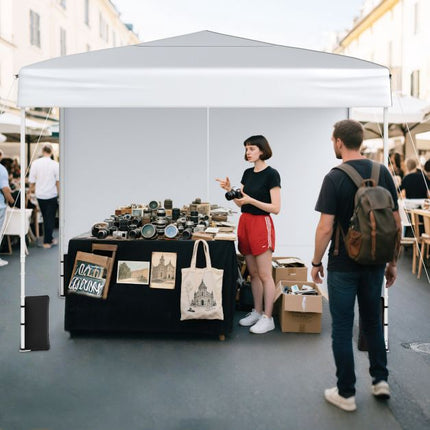 10x10 Pop Up Pavillon, 4 Seitenwände, Rollentasche, Weiß