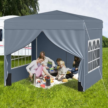 10x10 Pop Up Pavillon mit 4 Seitenwänden, Grau