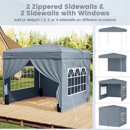 10x10 Pop Up Pavillon mit 4 Seitenwänden, Grau