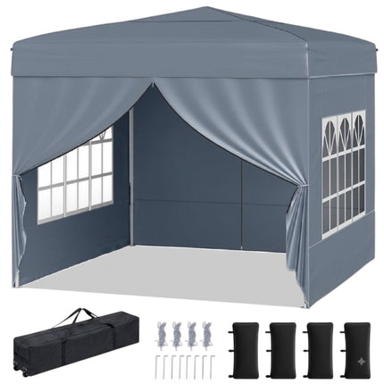 10x10 Pop Up Pavillon mit 4 Seitenwänden, Grau