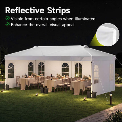 10x20 FT Pop Up Canopy Tent, 6 Sidewalls, Adjustable Height