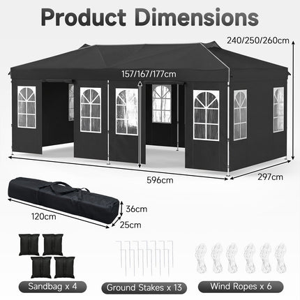 10 x 20 FT Pop Up Canopy Tent with 6 Sidewalls, Adjustable Height