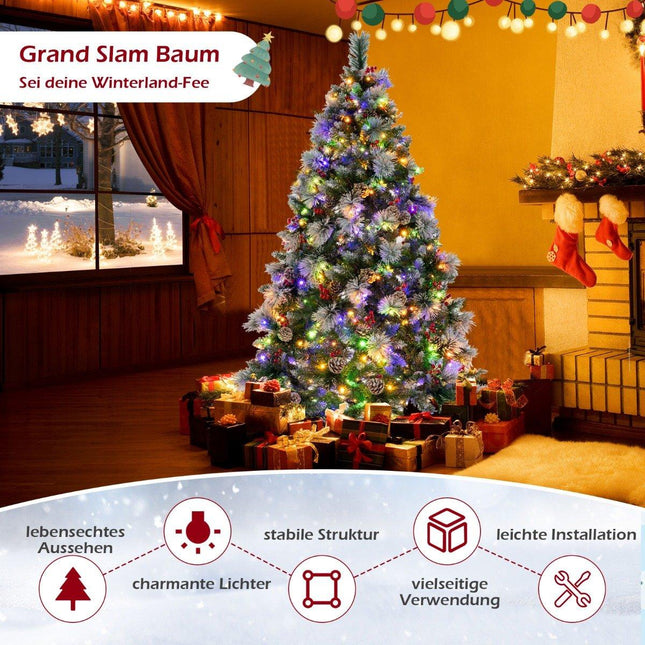Ø110 x 185 cm Beleuchteter Weihnachtsbaum mit Tannennadeln grün + weiß