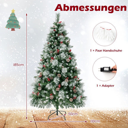 Sapin de Noël illuminé avec aiguilles de pin vert + blanc Ø110 x 185 cm