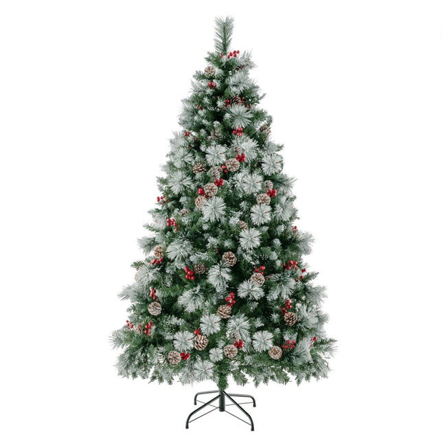 Ø110 x 185 cm Beleuchteter Weihnachtsbaum mit Tannennadeln grün + weiß