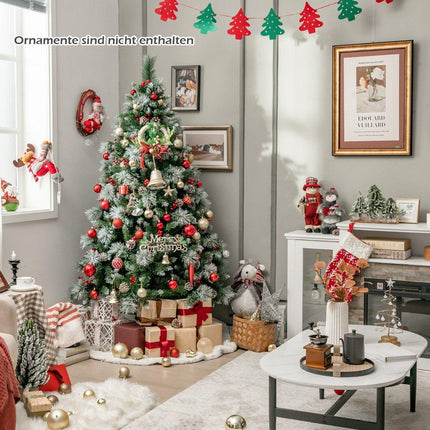 Sapin de Noël illuminé avec aiguilles de pin vert + blanc Ø110 x 185 cm