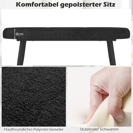 113 cm Sitzbank mit Kissen &amp; Metallbeinen Polsterbank Ottomane bis 300 kg belastbar schwarz