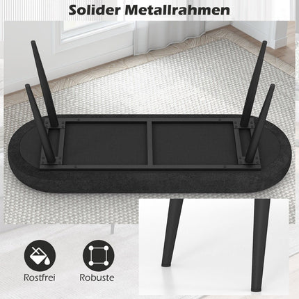 113 cm Sitzbank mit Kissen &amp; Metallbeinen Polsterbank Ottomane bis 300 kg belastbar schwarz
