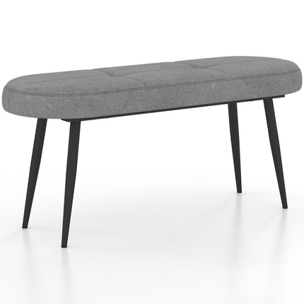 113 cm Sitzbank mit Kissen &amp; Metallbeinen Polsterbank Ottomane bis 300 kg belastbar grau