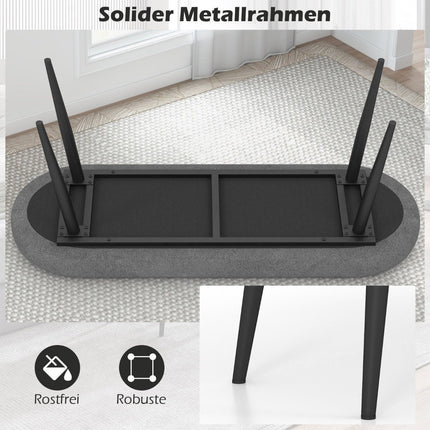 113 cm Sitzbank mit Kissen &amp; Metallbeinen Polsterbank Ottomane bis 300 kg belastbar grau