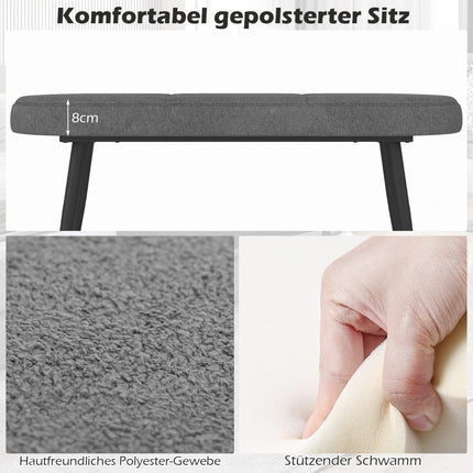 113 cm Sitzbank mit Kissen &amp; Metallbeinen Polsterbank Ottomane bis 300 kg belastbar grau