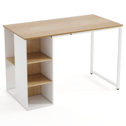 115 cm Computertisch mit 5 Ablagefächern, Naturholz-Finish