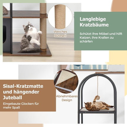 118 cm hoher Kratzbaumturm mit Metallrahmen Klettermöbel für Katzen