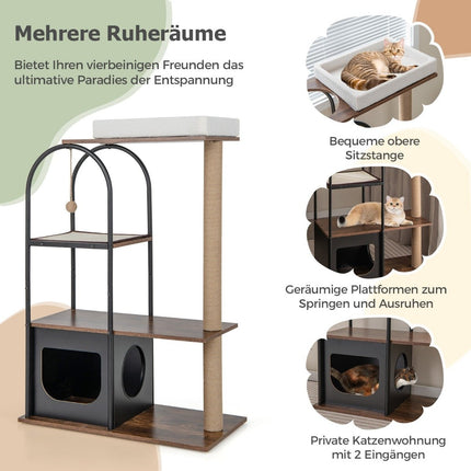 118 cm hoher Kratzbaumturm mit Metallrahmen Klettermöbel für Katzen