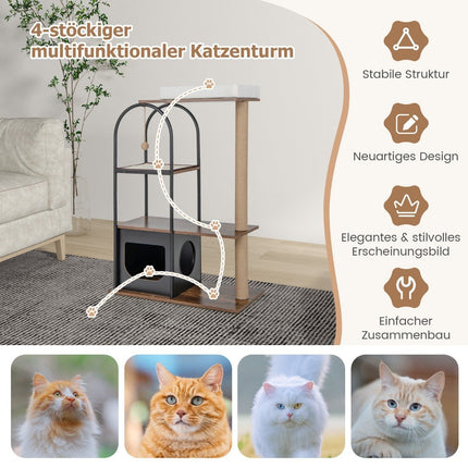 118 cm hoher Kratzbaumturm mit Metallrahmen Klettermöbel für Katzen