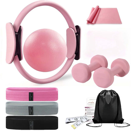 11-Piece Pilates Set with Ring, Ball, Bands, Dumbbells