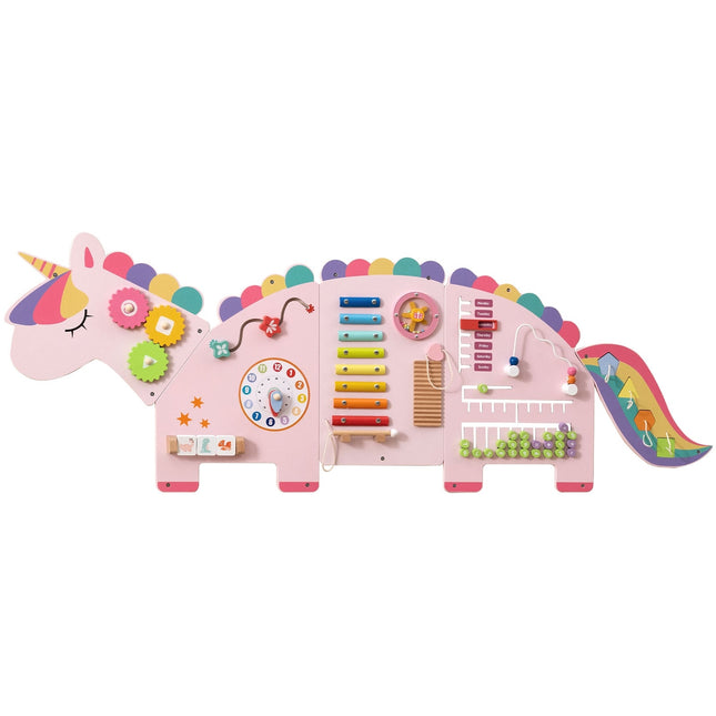 11-in-1 Einhorn-Aktivitätswand für Kleinkinder, Montessori-Sensorikbrett