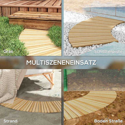 Fichtenholz-Gartenweg, Dekorative Rollen, 120 cm