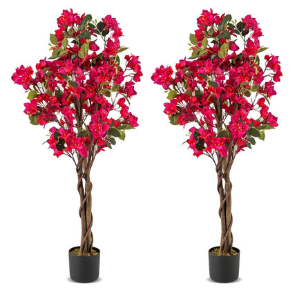 120 cm Artificial Bougainvillea Tree with Pot, Pink, 2-Pack