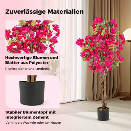 120 cm Artificial Bougainvillea Tree with Pot, Pink, 2-Pack