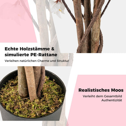 120 cm Artificial Bougainvillea Tree with Pot, Pink, 2-Pack