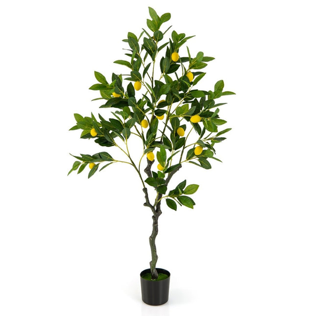 120 cm Künstlicher Zitronenbaum mit Topf &amp; 18 Zitronen Limettenbäumchen Kunstpflanze Zitruspflanze