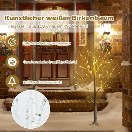 120 cm LED Birch Tree with 48 Warm White Lights