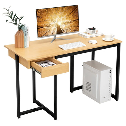 120 cm langer Computertisch mit Schublade &amp; verstellbaren Polstern Computertisch Natur