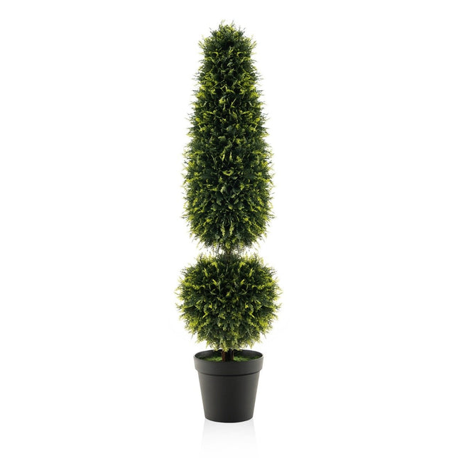Umělá rostlina 120 cm, umělý strom s květináčem, tvarovaný zimostráz, zelená