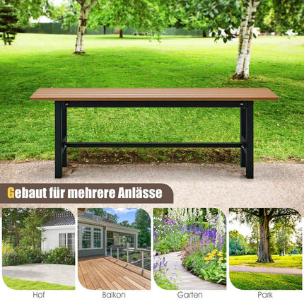 Banc de jardin 120 cm, banc 2 places, charge jusqu'à 300 kg, banc de parc toutes saisons en PEHD marron