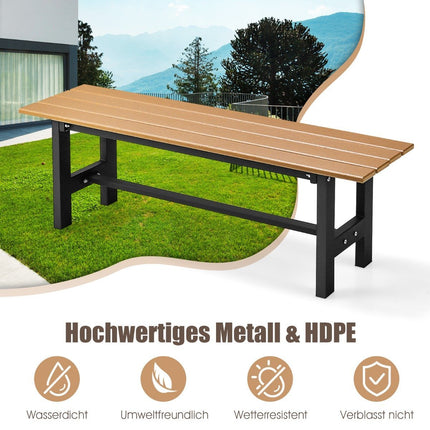 Banc de jardin 120 cm, banc 2 places, charge jusqu'à 300 kg, banc de parc toutes saisons en PEHD marron