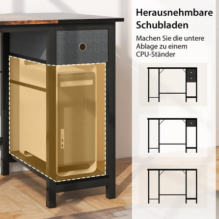 120 cm long desk with 2 drawers & headphone hook & storage compartment computer desk