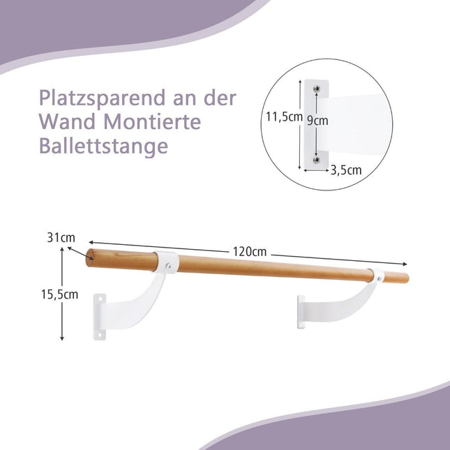 120 cm long wooden ballet bar including wall distance wall mounting dance bar natural