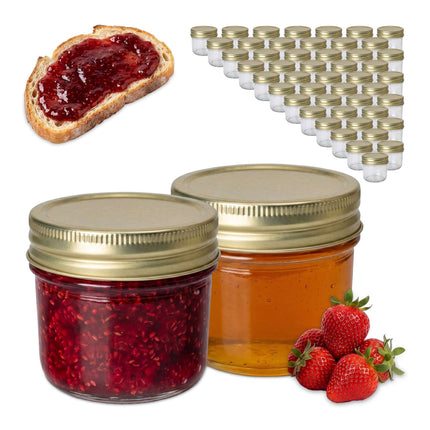 120 ml Glasmarmeladengläser, Twist-Off Golddeckel Set
