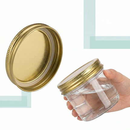 120 ml Glasmarmeladengläser, Twist-Off Golddeckel Set