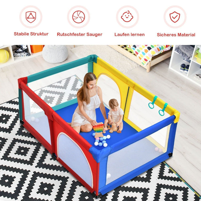 120 x 190 cm Baby Laufstall mit 50 Spielbällen Laufgitter mit Netz und Reißverschluss